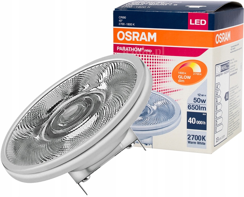 Żarówka LED 12V OSRAM AR111 G53 12W 40st 2700K DIM - 7706699679 - oficjalne  archiwum Allegro