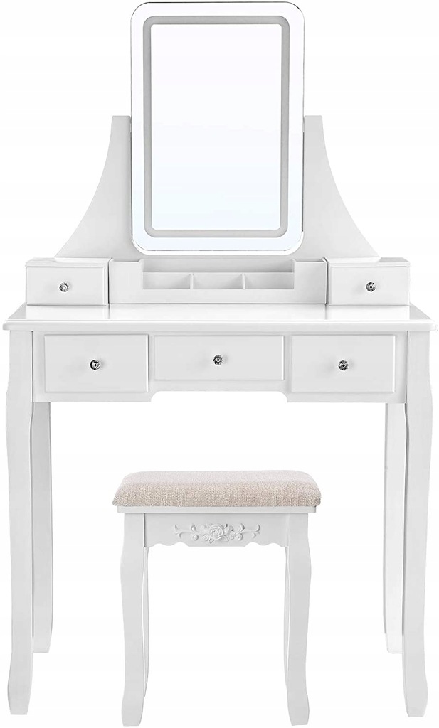 Toaletka Songmics biały matowe 80 x 137,5 x 40cm stołek w zestawie