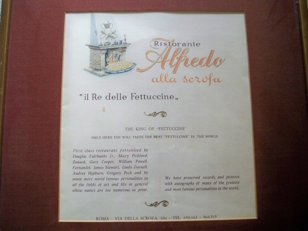 'Ristorante... Alfredo - Roma' - menu...reklama...