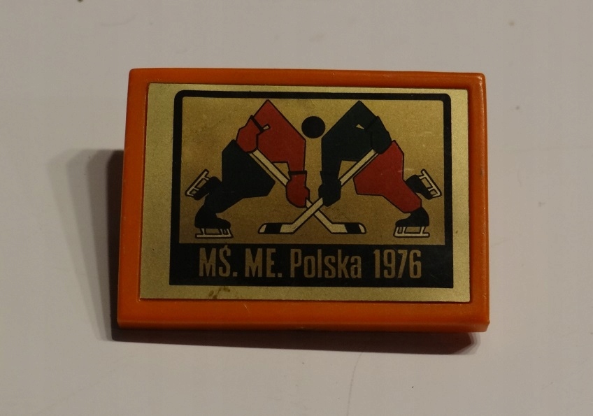 MŚ.ME. Polska 1976 - HOKEJ - Odznaka na agrafkę
