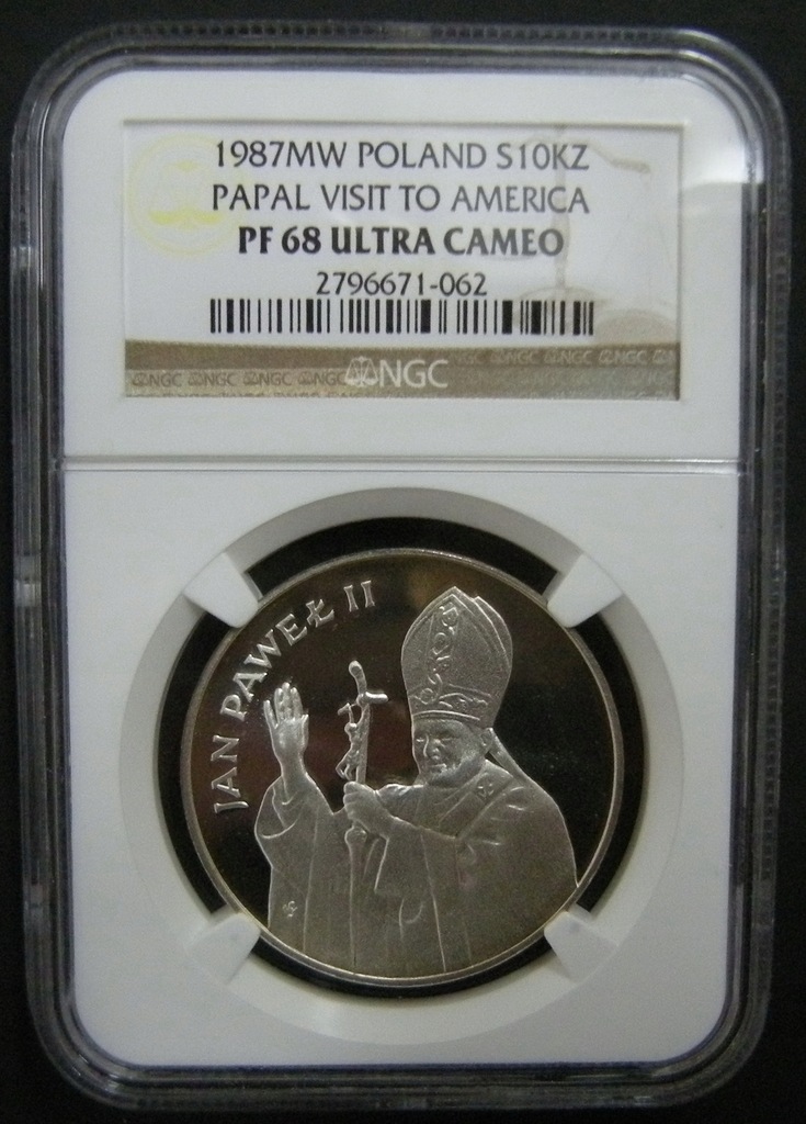 10000 ZŁ JAN PAWEŁ II 1987 GRADING NGC PF68 PIĘKNA