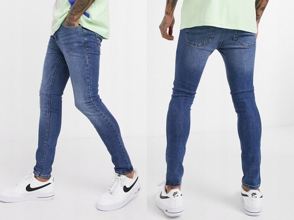 NEW LOOK niebieskie spodnie jeansowe rurki 32/32