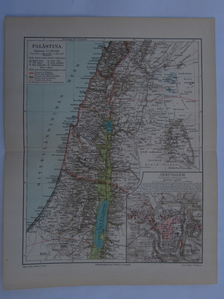 PALESTYNA JEROZOLIMA AZJA mapa 1897 r.