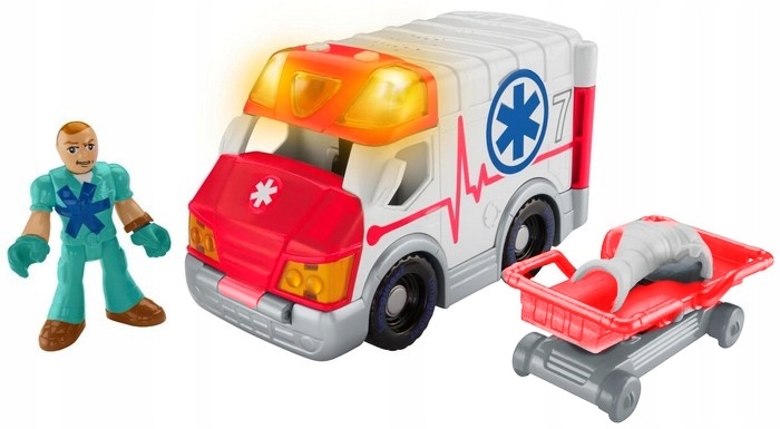 FISHER-PRICE IMAGINEXT ACTION TECH POJAZD AMBULANS + FIGURKA ŚWIATŁO DŹWIĘK