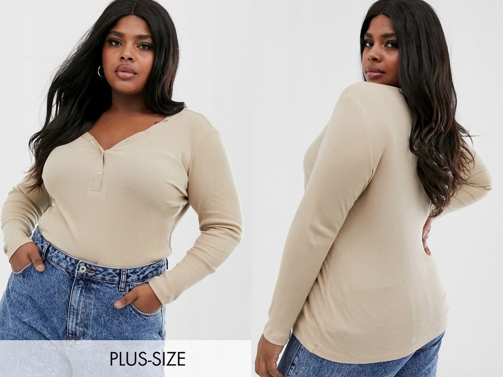 Only Curve Prążkowany top Długi Rękaw 7XL/54