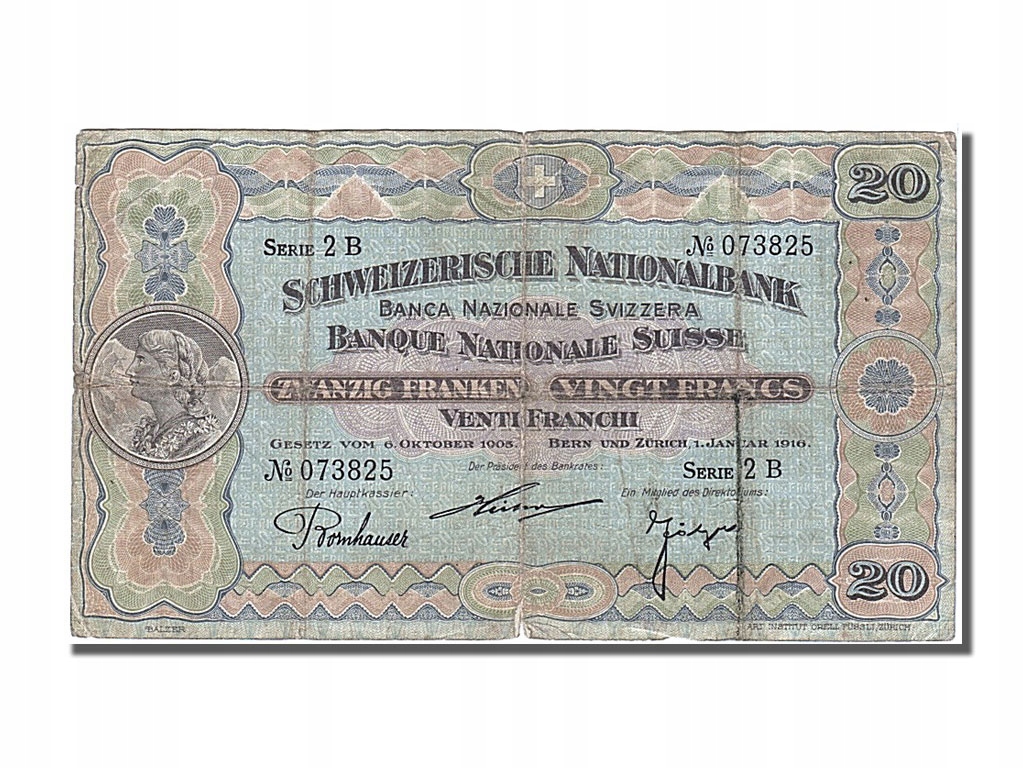 Banknot, Szwajcaria, 20 Franken, 1916, 1916-01-01,