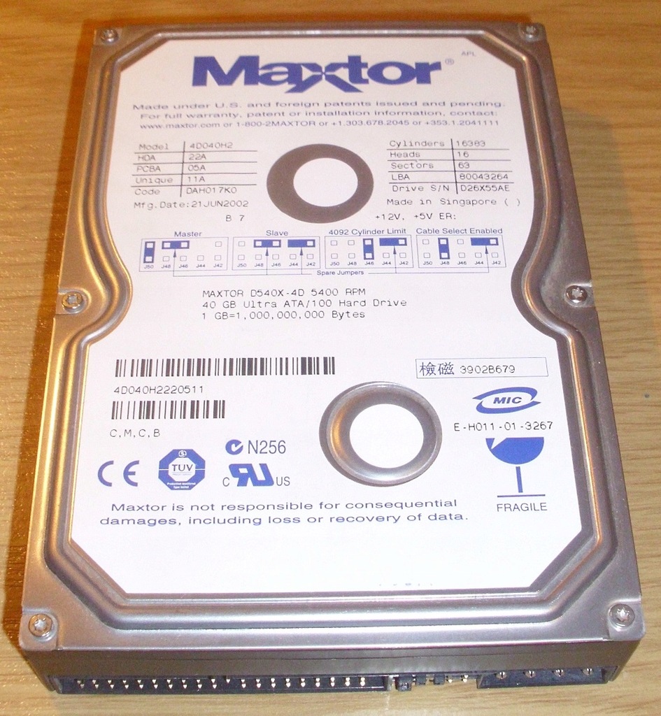 dysk twardy Maxtor 4D040H2 40GB ATA/PATA