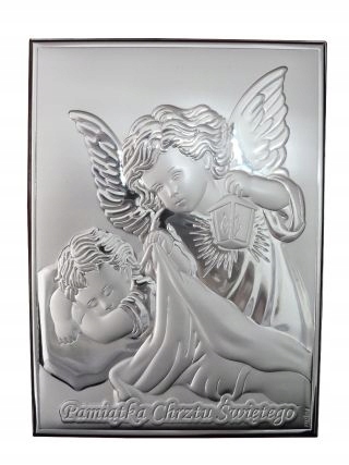 Obraz srebrny 12x14cm Anioł Stróż... - 56071