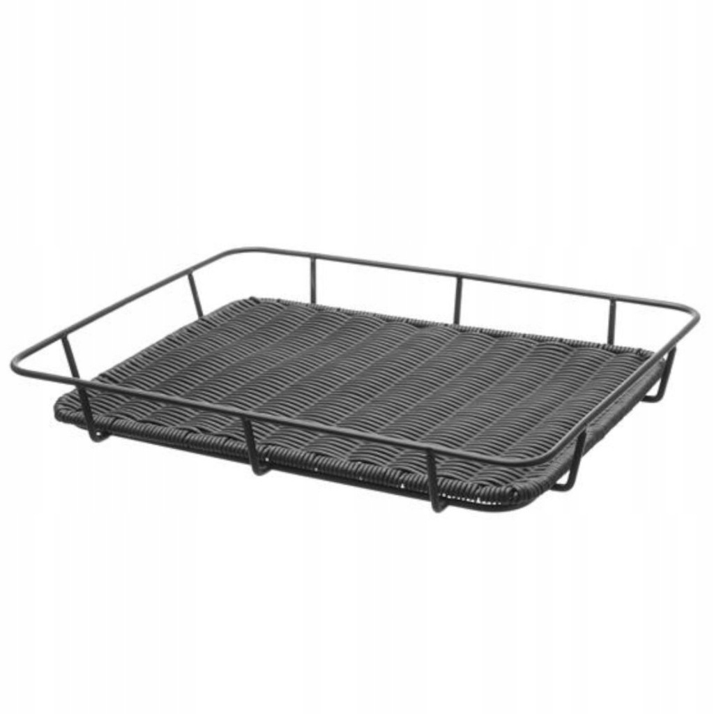 Kosz tacka na pieczywo z ramą ze stali nierdzewnej czarny 400x300x50 mm -