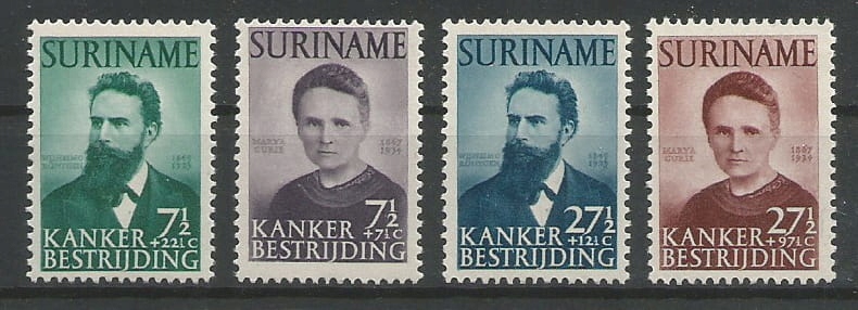 Surinam 1950, Maria Curie, chemia, Nobel, Roentgen