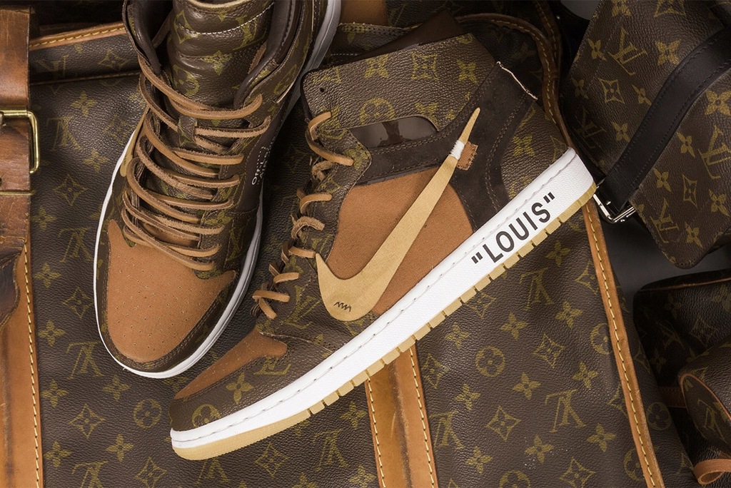 Custom Louis Vuitton OFF–WHITE x Nike Air Jordan 1 - 7918258608 - oficjalne  archiwum Allegro