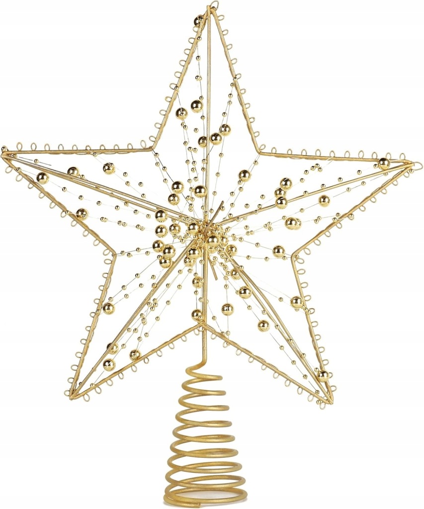 Złoty Czubek na choinkę Gwiazda na choinkę 25 cm x 30 cm Ozdoba SALCAR