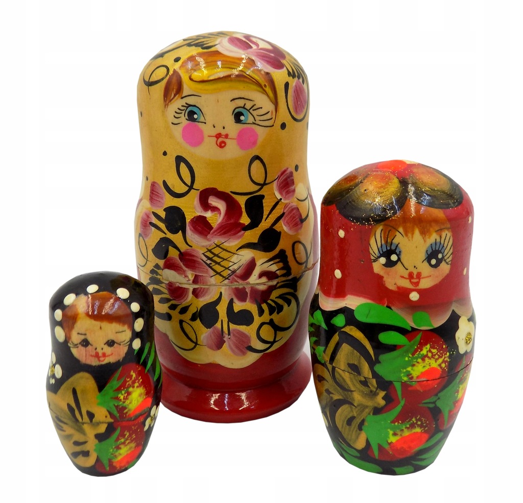 matrioszka lalka zabawka 3 elementy PRL