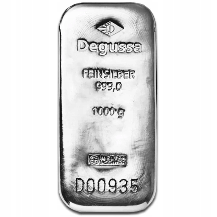 Sztabka Degussa 1000 gramów Srebra LBMA GD Refiner