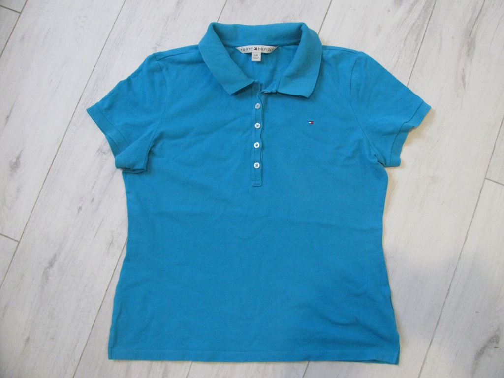 TOMMY HILFIGER turkusowe POLO, r. L. IDEAŁ