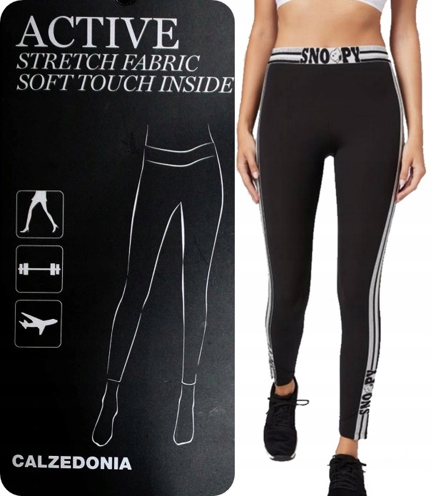 CALZEDONIA legginsy ACTIVE Stretch Soft SNOOPY L