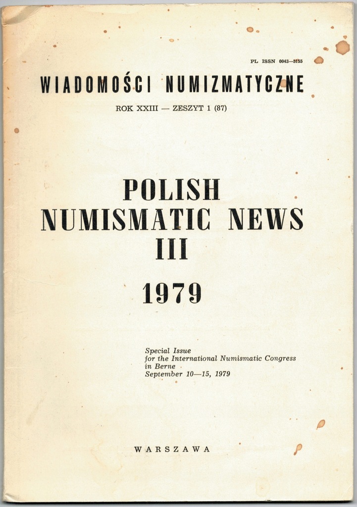 Wiadomości numizmatyczne Rok XXIII Zeszyt 1 (87)