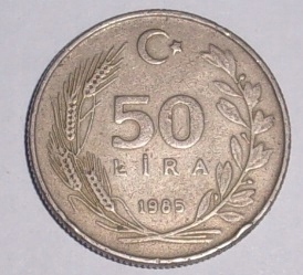 50 lira Turcja moneta lir Mustafa Ataturk 1985 rok