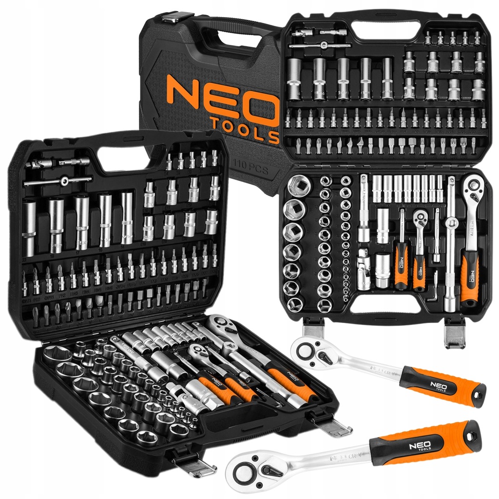 NEO ZESTAW KLUCZY NASADOWYCH 110e 1/2" 1/4" TORX BITY SATYNA WALIZKA 10-211