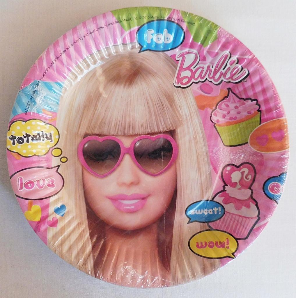 Talerzyki papierowe 18cm 8szt. Barbie