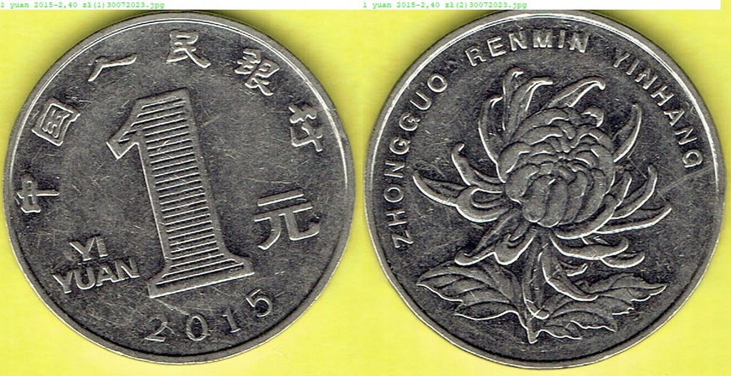 Chiny 1 Yuan 2015 r.