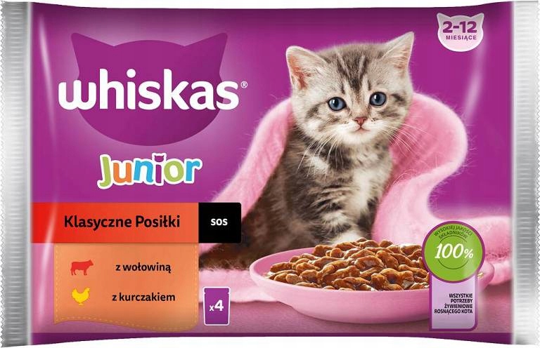 Whiskas CAT Junior Karma mokra klasyczne posiłki w sosie op. 4x85g