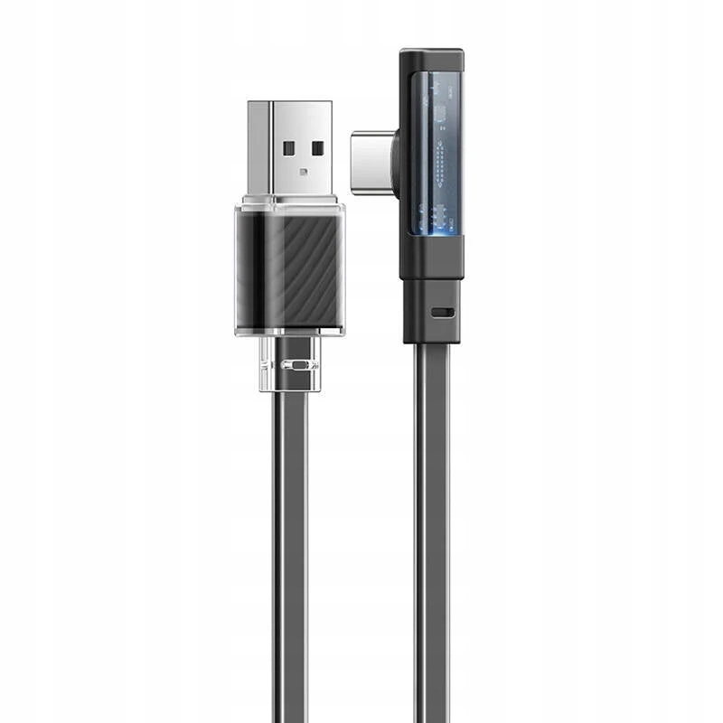 Kabel kątowy Mcdodo CA-3423, USB-C na USB-C, 1,8m, LED, czarny