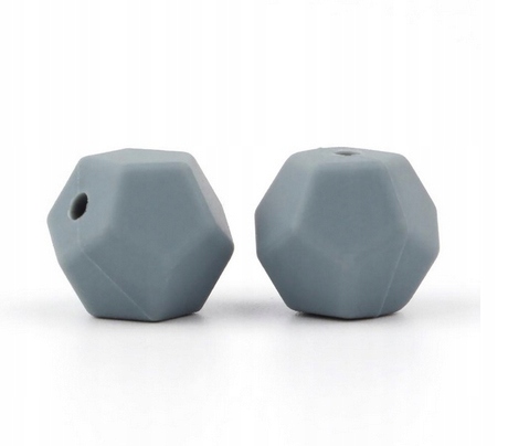 KORALIKI SILIKONOWE PIĘCIOKĄT 13MM SZARY 2 szt