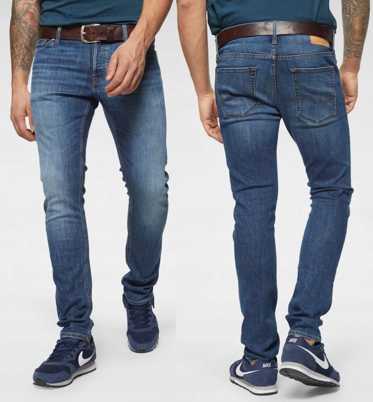 JACK&JONES GRANATOWE MĘSKIE SPODNIE 34/34