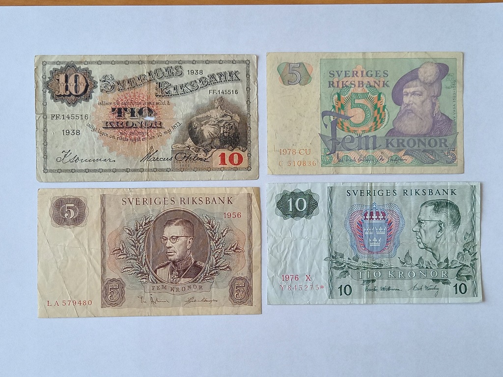 Szwecja, zestaw banknotów-4szt.