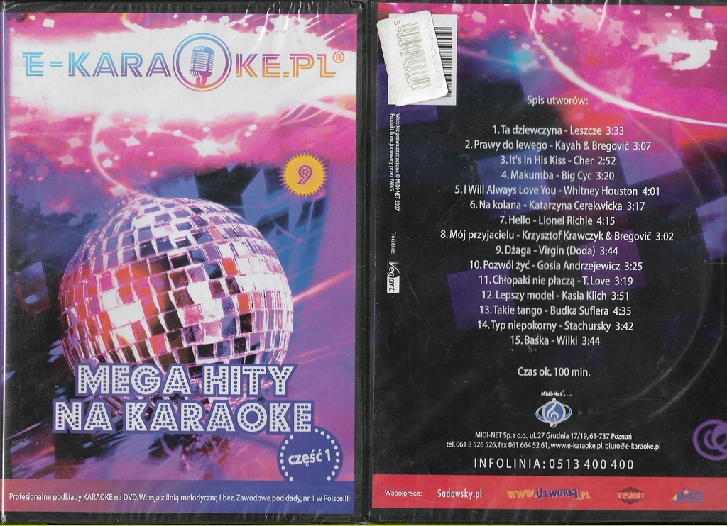Mega hity na karaoke cz.2 DVD NOWY folia