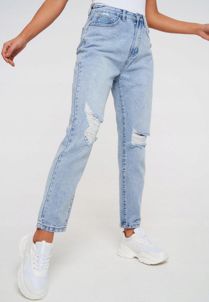 15W034 MISSGUIDED__MK1 SPODNIE MOM JEANS RIPPED__M