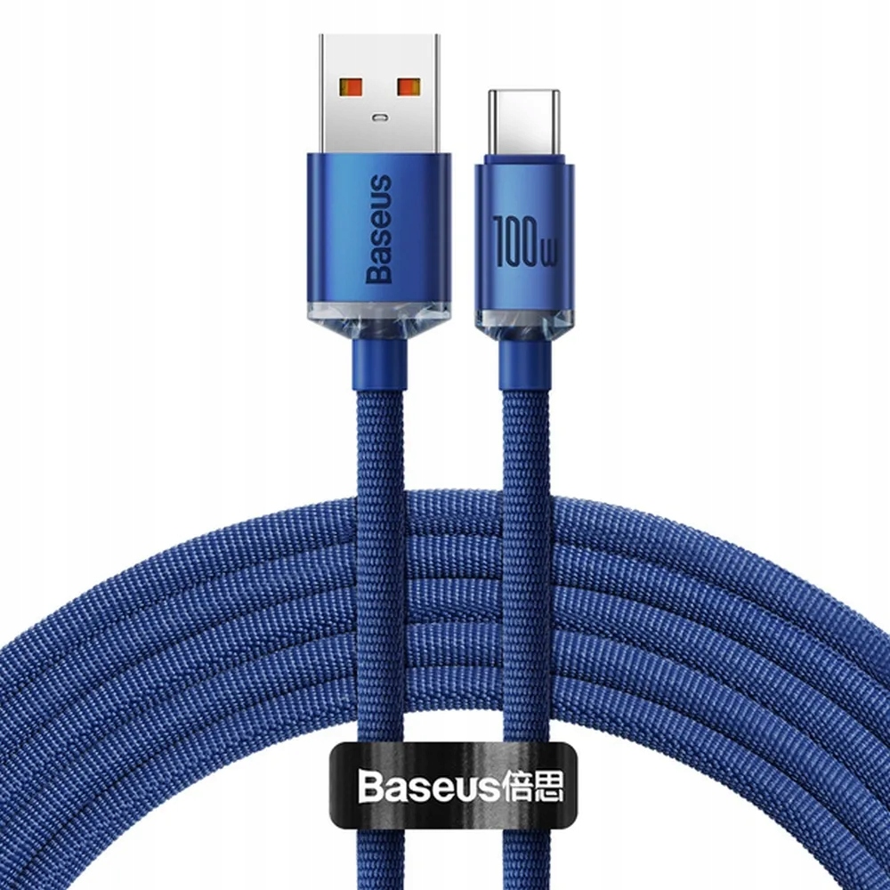 BASEUS KABEL USB DO TYP C PD100W POWER DELIVERY 2M NIEBIESKI + GRATIS RYSIK