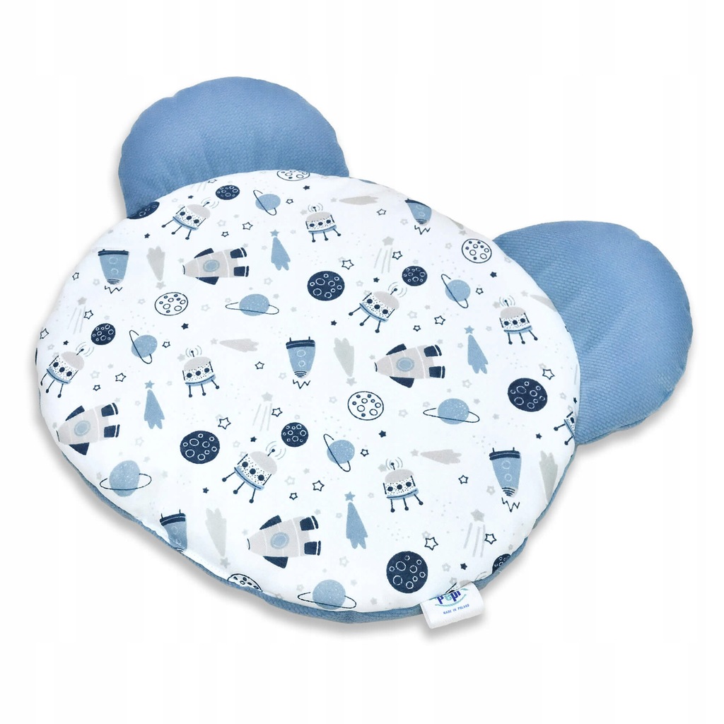 Poduszka płaska miś - magic space z velvetem jeans