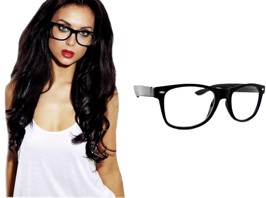 MODNE OKULARY CZARNE ZERÓWKI UNISEX NERDY KUJONKI