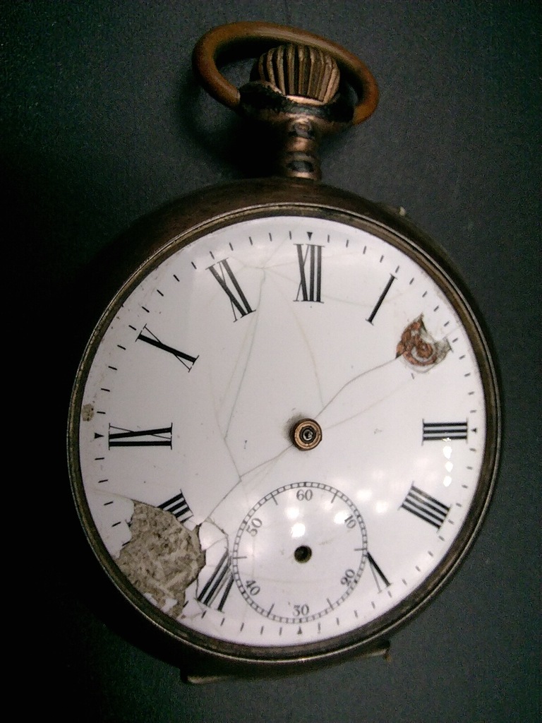 Zegarek kieszonkowy szwajcarski na części lub do naprawy, srebro 0,800