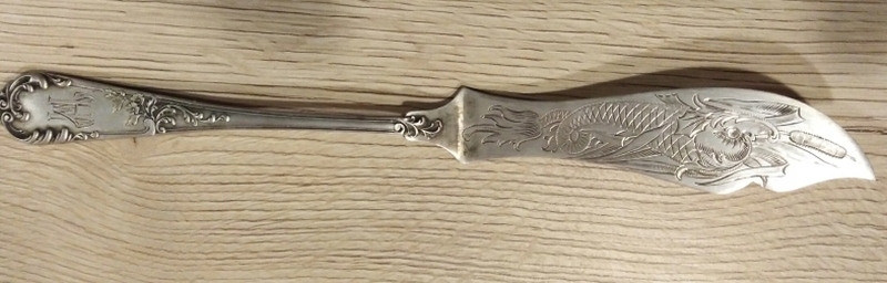 Piękny srebrny nóż do masła/ryby - pr 800 - Grawer