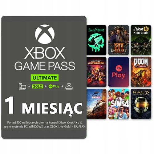 SUBSKRYPCJA XBOX GAME PASS ULTIMATE - 1 MIESIĄC - Z KARTĄ - DLA NOWYCH KONT