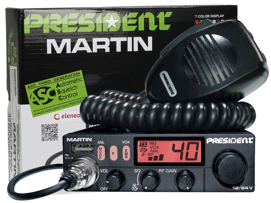 CB Radio President Martin 12V 24V UNIDEN wtyk B4U