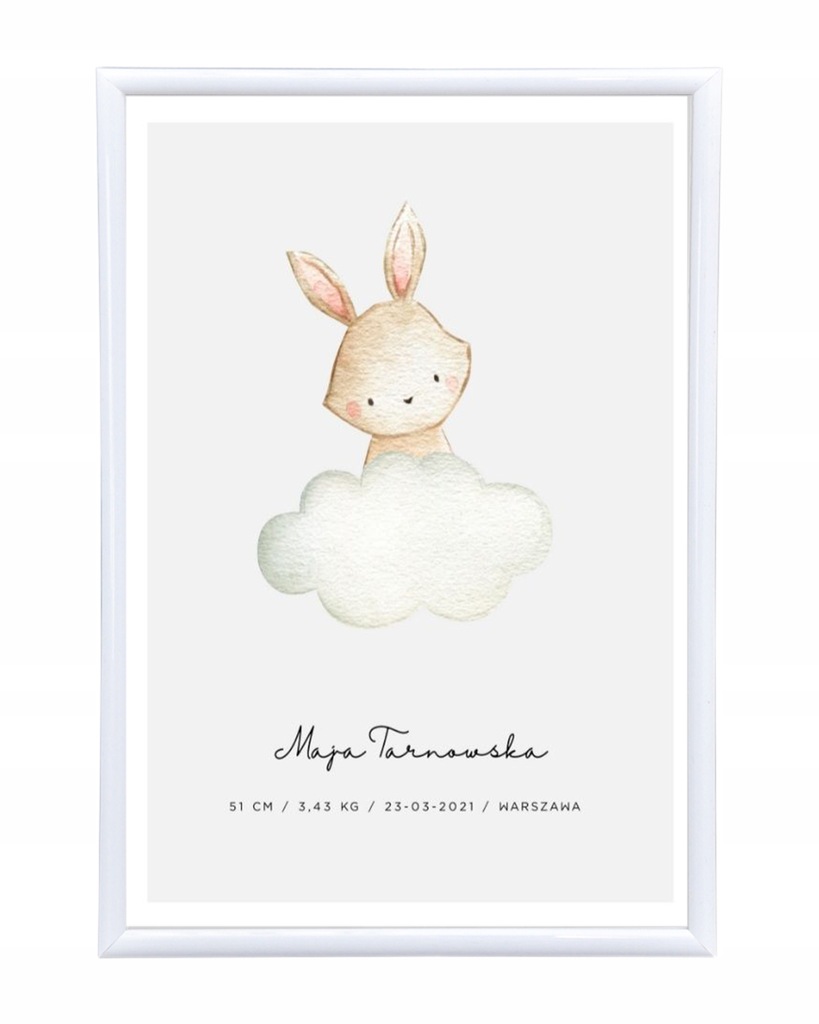 A4 Plakat METRYCZKA prezent na Chrzest + RAMKA