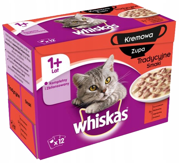 Whiskas Adult Kremowa Zupa Tradycyjne Smaki 12x85g 10844447813