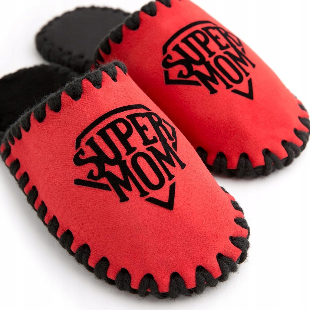 KAPCIE DAMSKIE WELUR SUPER MOM / MAMA HANDMADE MIĘKKIE MOCNE 38-39 +WOREK