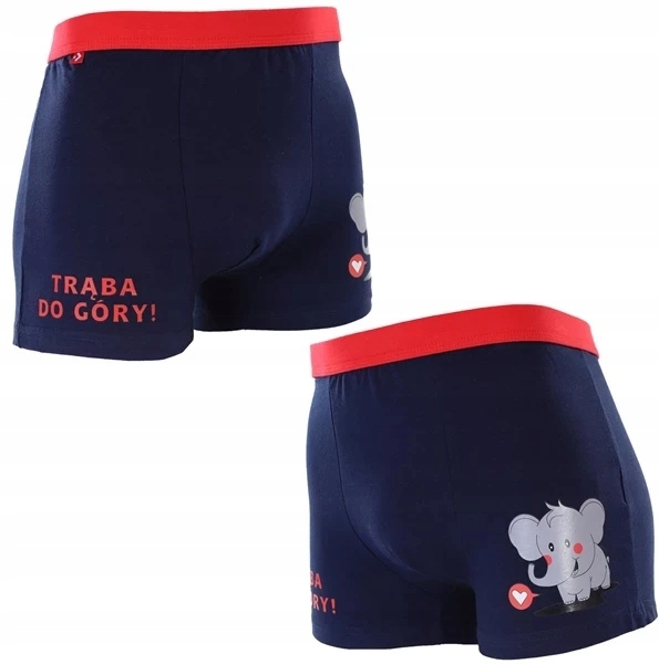Śmieszne bokserki SŁOŃ,TRĄBA DO GÓRY granatowe L