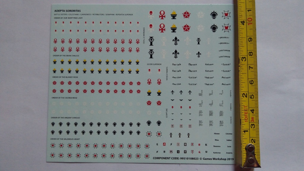 Adepta Sororitas - Kalkomania / Transfer Sheet!