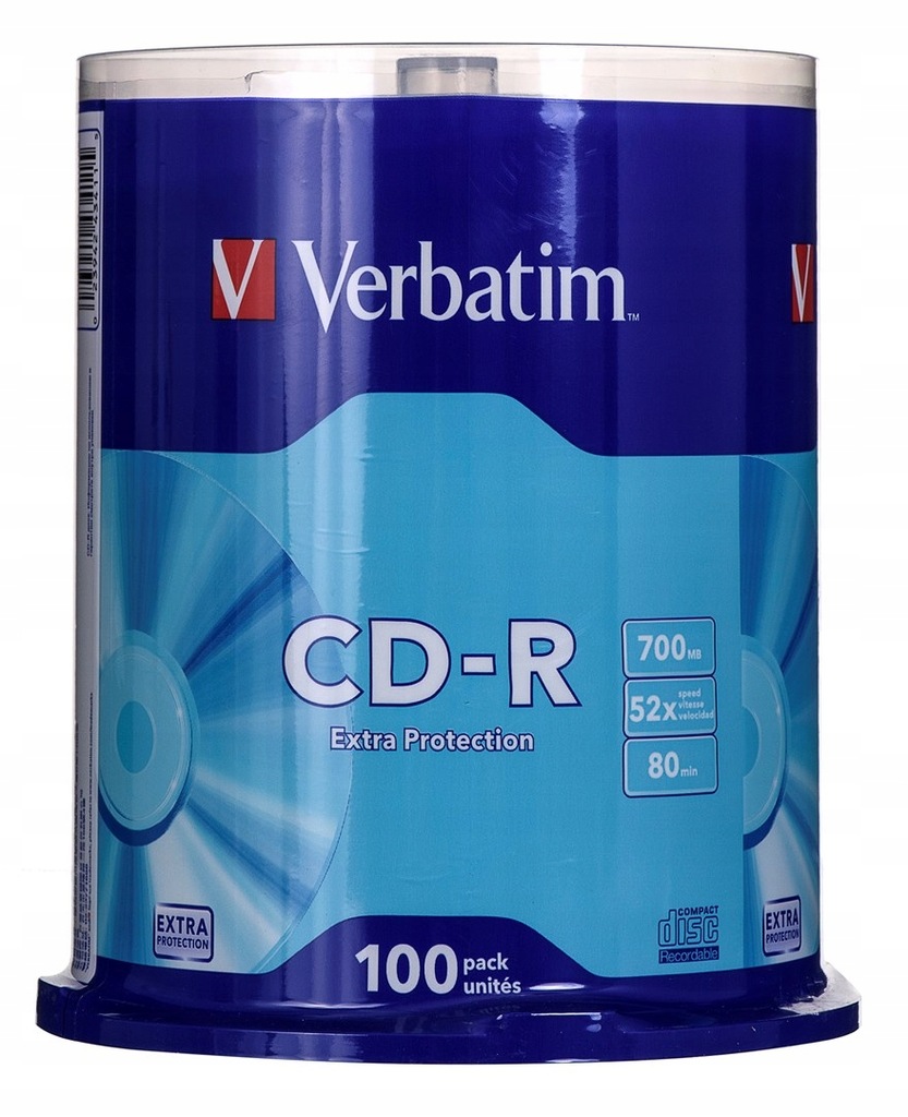 Płyta CD Verbatim 43411 (700MB; 52x; 100szt.; Cake - 13174535721 ...
