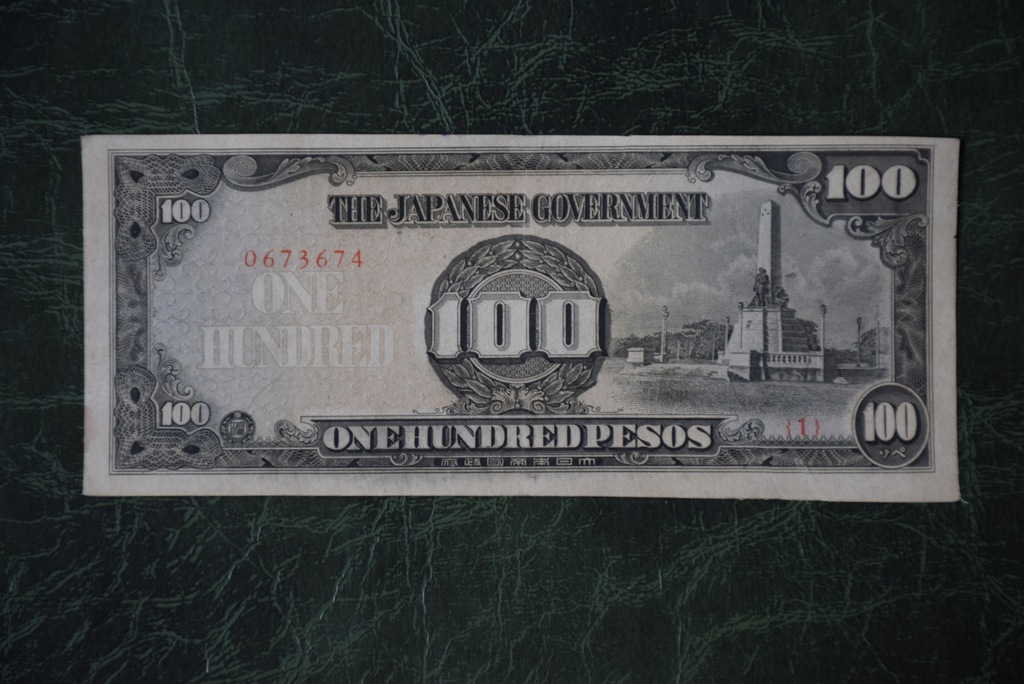 Banknot Filipiny okupacja Japońska100 PESOS1942-44
