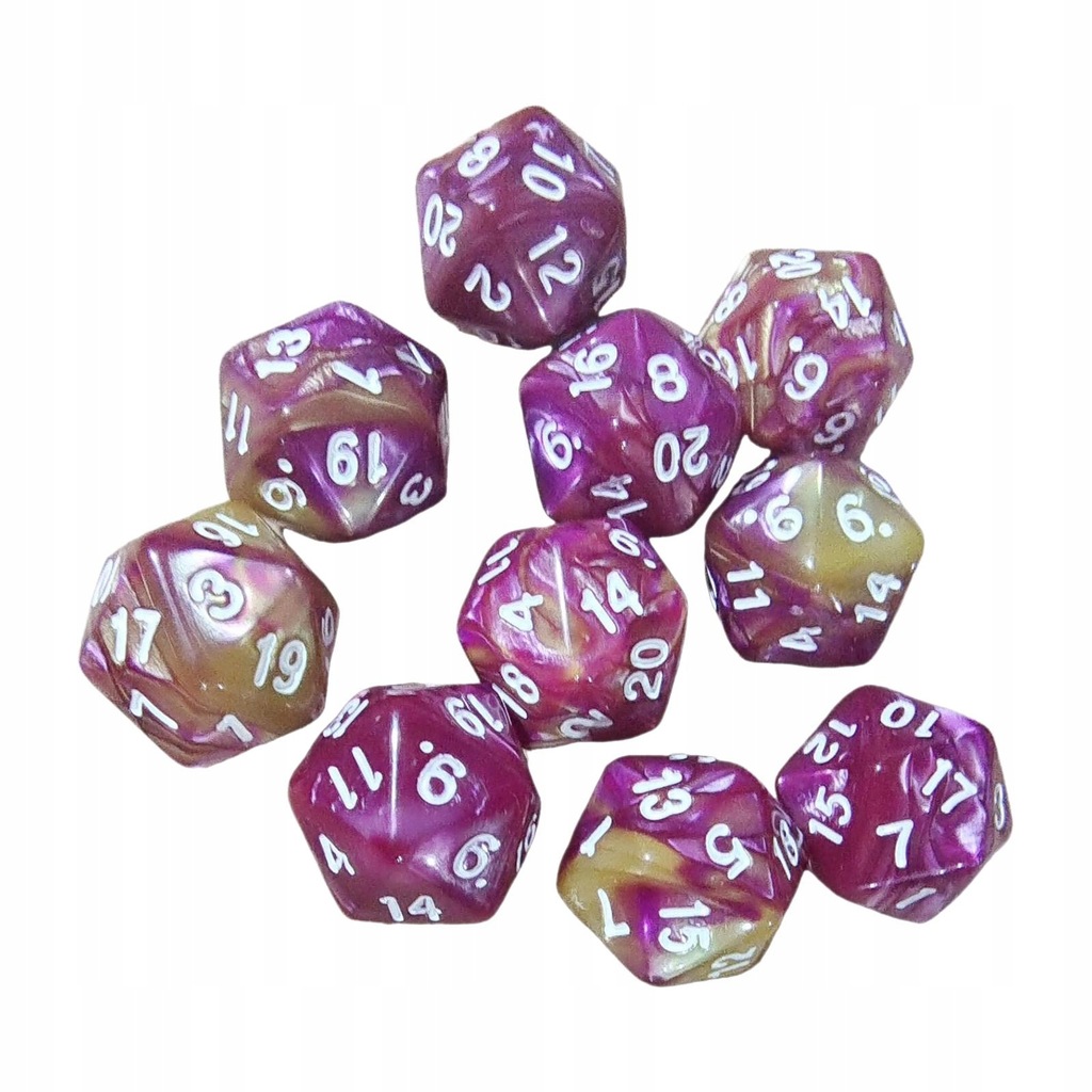 10pcs 20 Sided Dice D20 Polyhedral Dice For Dungeons And Purple Red
