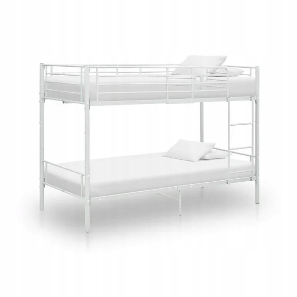 Łóżko piętrowe białe metalowe 90x200 cm