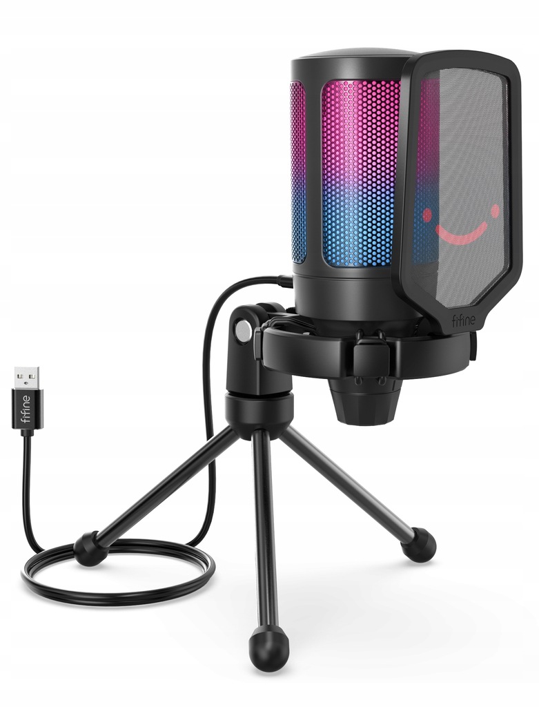 Mikrofon pojemnościowy studyjny Fifine A6V AMPLIGAME RGB gla graczy