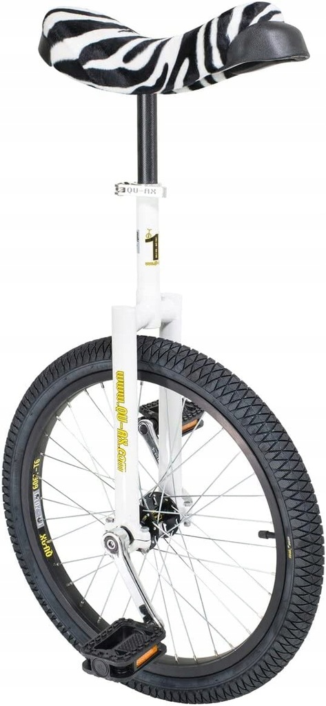 Qu-Ax Monocykl Luxus 20" Biały siedzenie w panterkę.